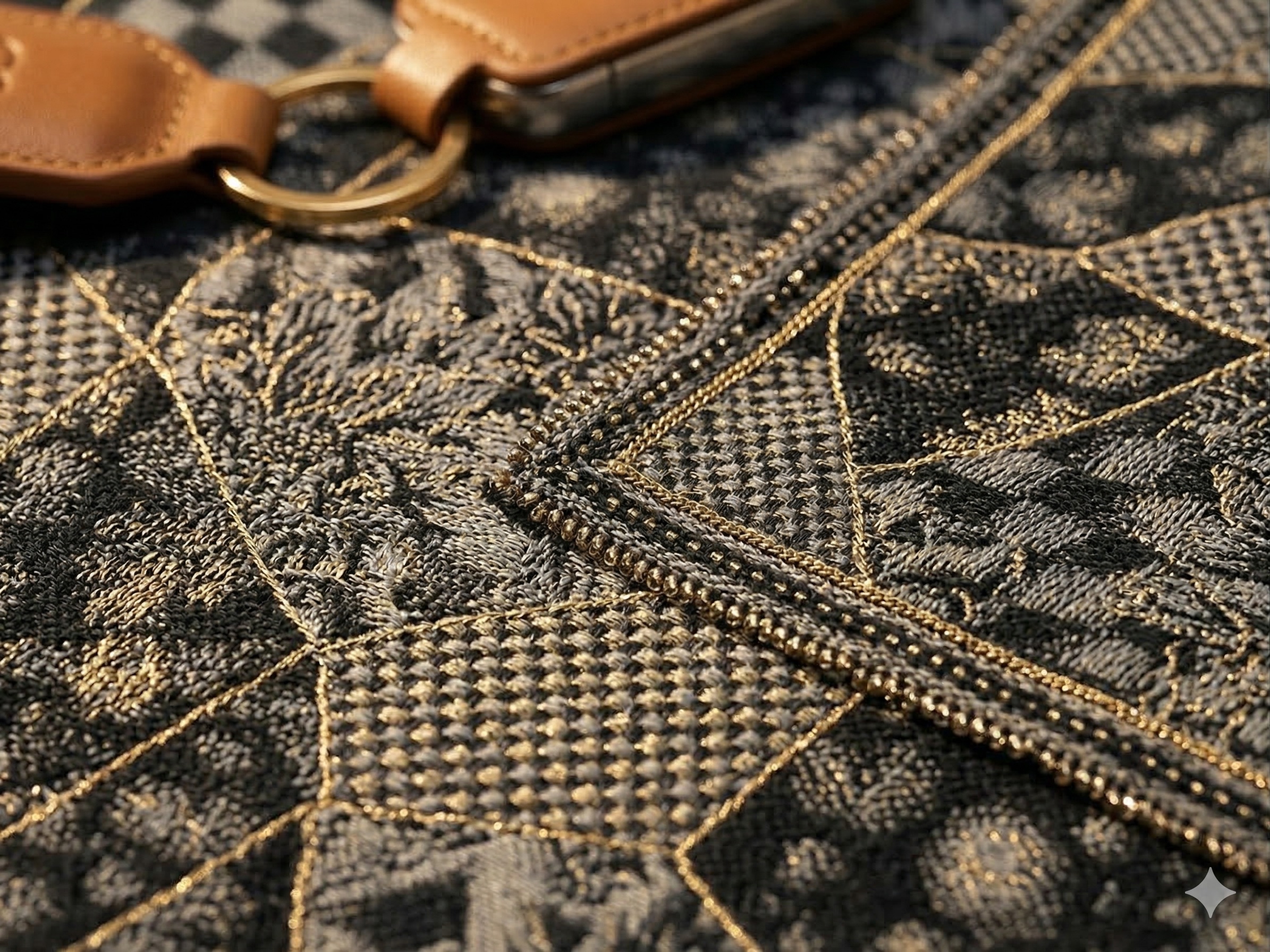 Car Couture — botanical jacquard textile detail