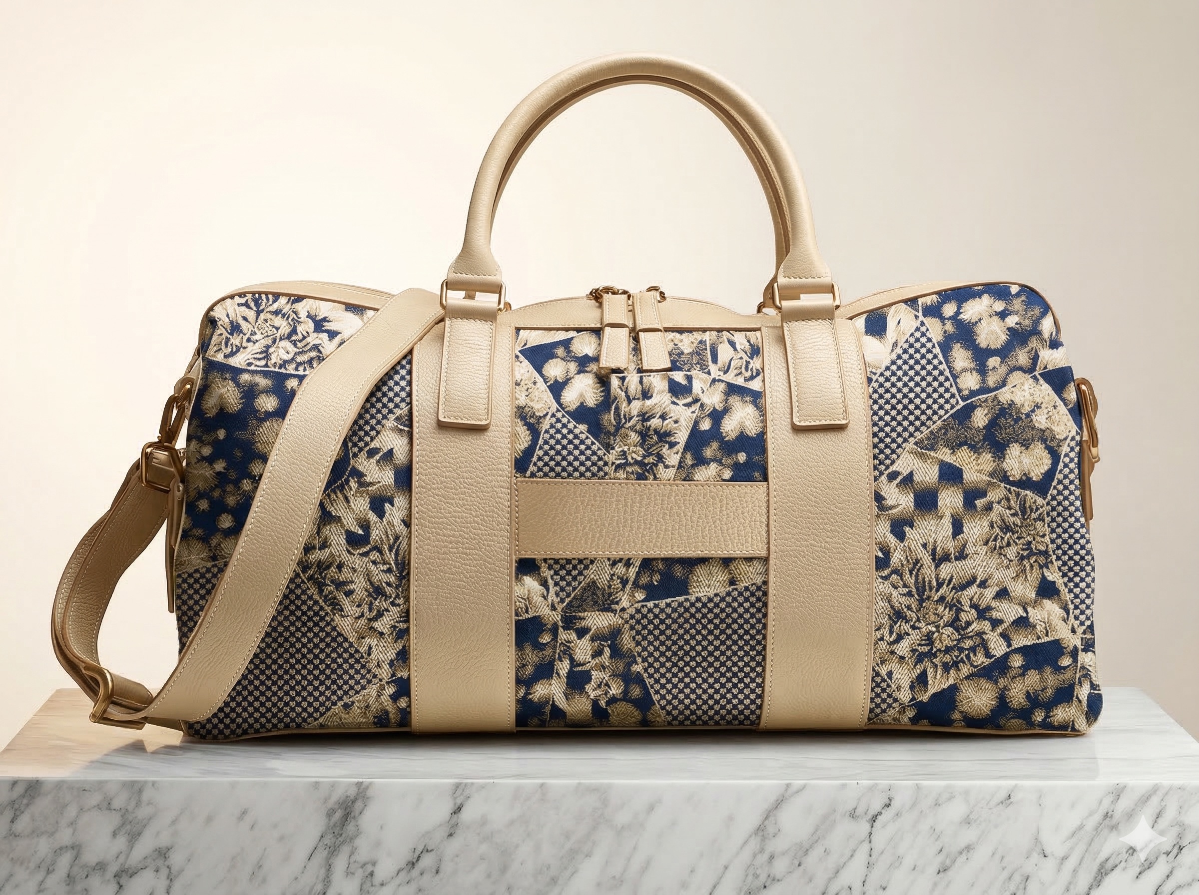 Kinsō Weekender — Aizome Blue jacquard, gold closure