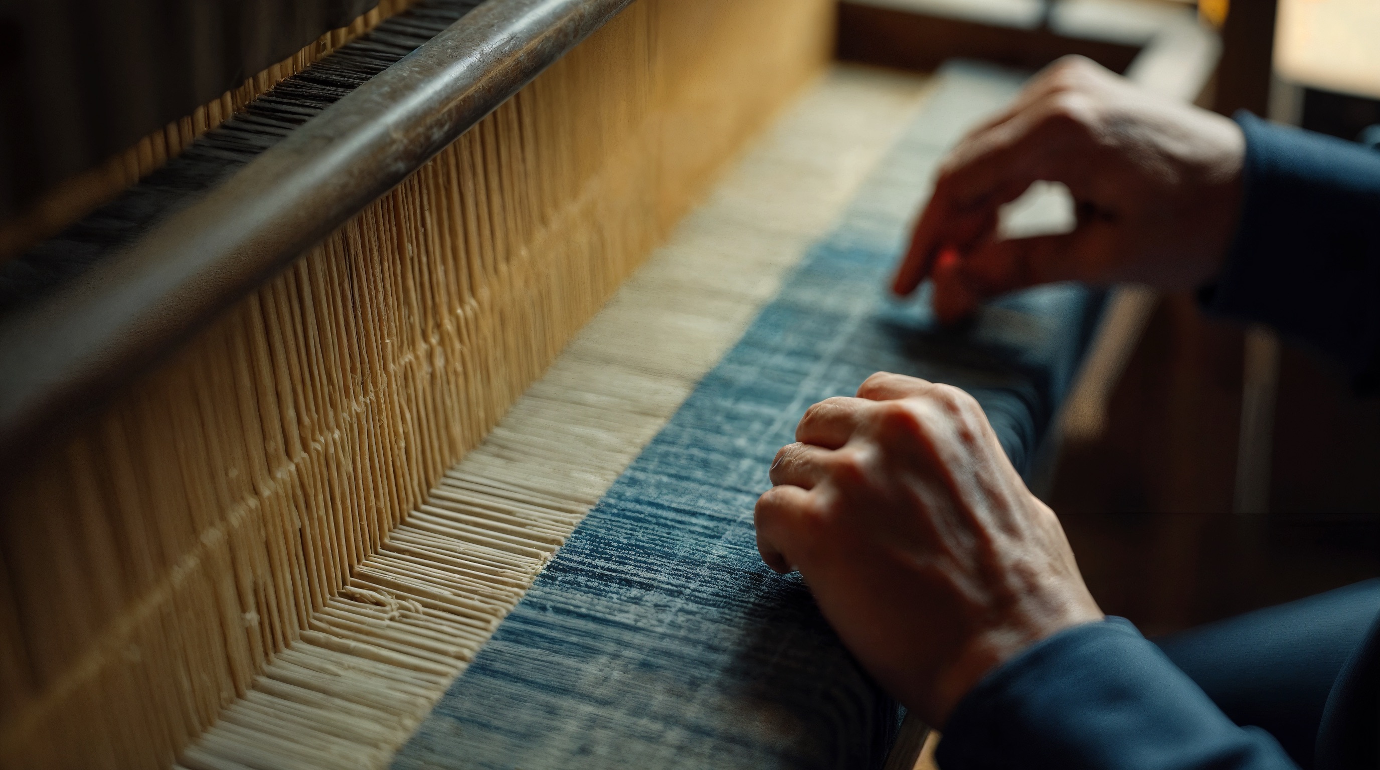 Material study — leather, metal, textile samples arranged as a composition