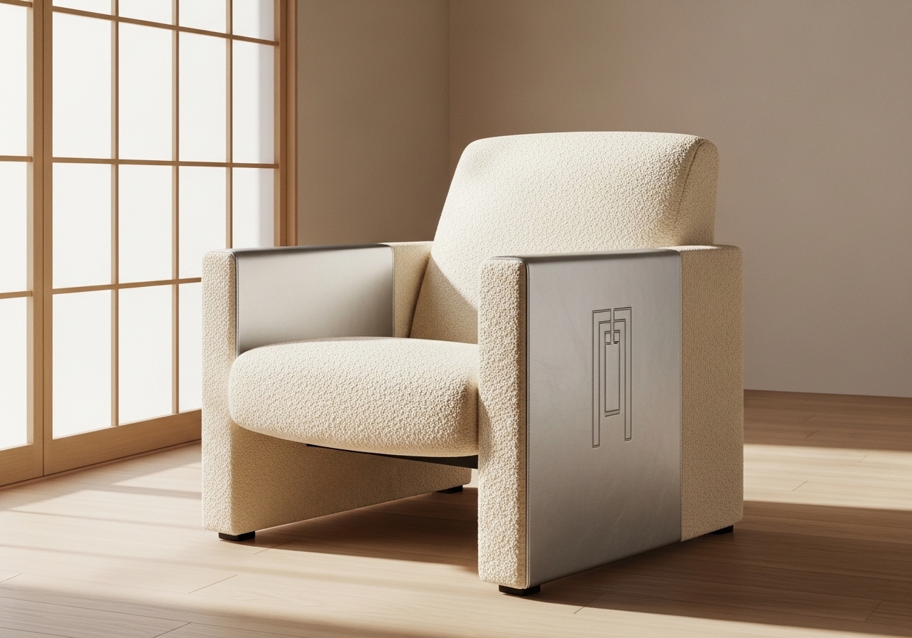 Ma Lounge Chair — bouclé upholstered lounge chair in sand tones