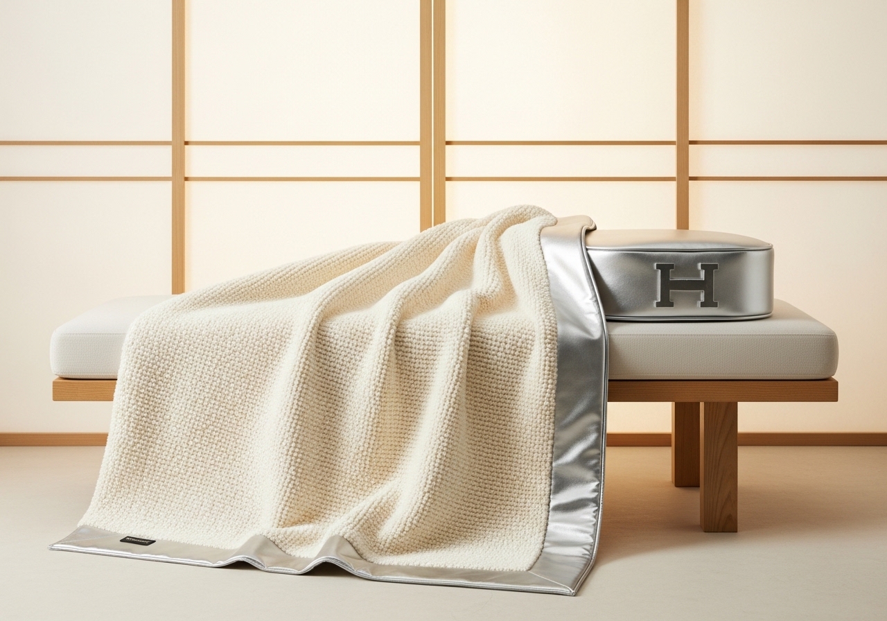 Ma Throw Blanket — bouclé textile in sand and cream tones