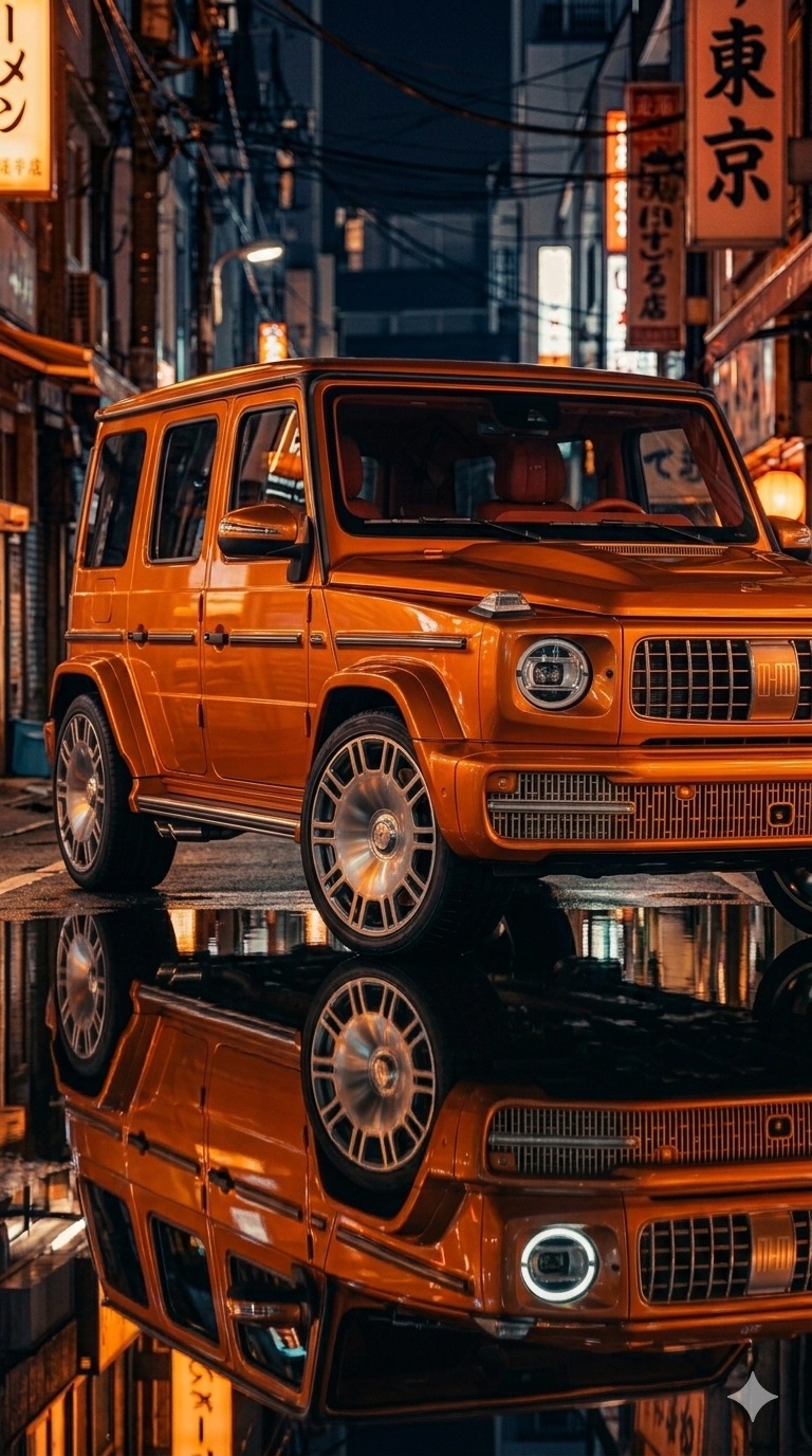 HOF Tokyo — orange front 3/4 in Tokyo alley at night